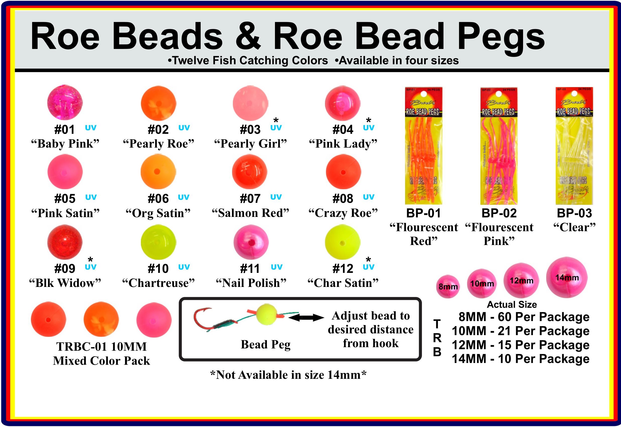 Brad's Roe Beads UV 10 MM TRB-10-11 Nail Polish 21 Pack Brand New!!!